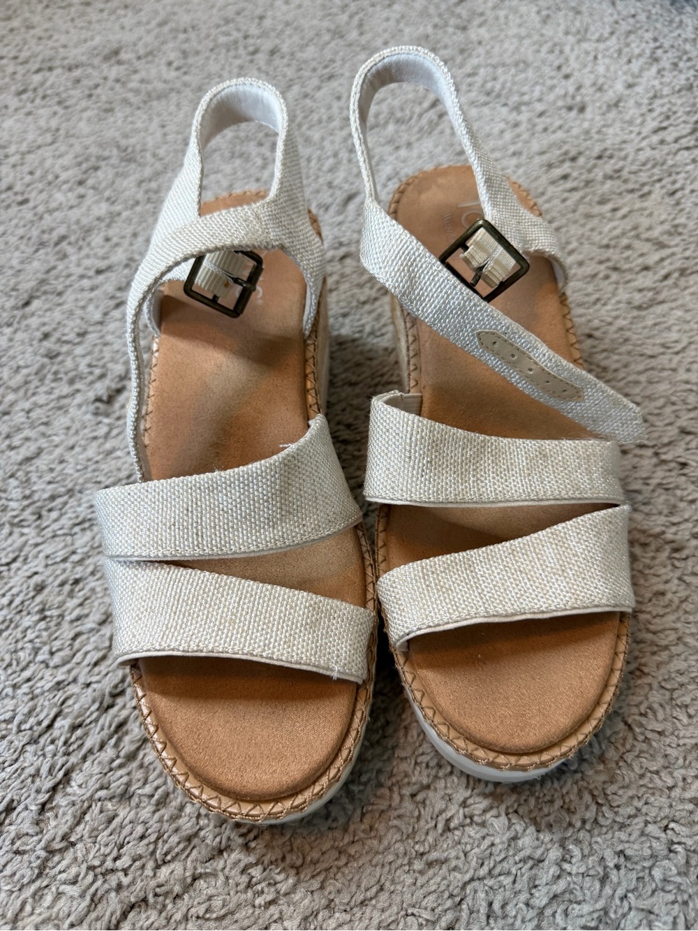 Toms Cream Linen-Look Slingback Sandals - Women